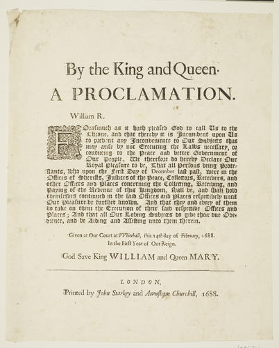 Master: Volume of broadsides dated from 1625 to 1702.
Item: A Proclamation