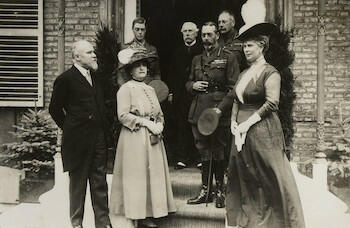 Master: Page 34 of Queen Mary's Album, volume 18, 20 June 1916 to 20 September 1918
Item: King George V and President Poincaire and Madame Poincaire, Abbeville Master: Page 34 of Queen Mary's Album, volume 18, 20 June 1916 to 20 September 1918
Item: King George V and President Poincaire and Madame Poincaire, Abbeville