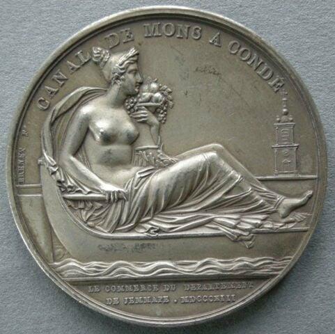 France. Medal commemorating the Canal from Mons to Condé, 1813 France. Medal commemorating the Canal from Mons to Condé, 1813