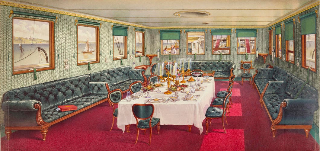Interior of the Royal Yacht, Victoria and Albert II: the Dining Saloon