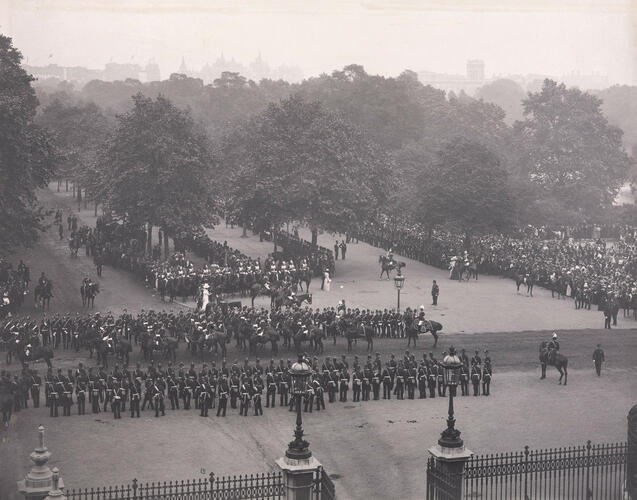 Escort of Indian cavalry outside Buckingham Palace, 22 June 1897
