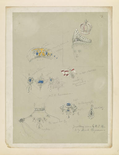 Studies of Headdress and Jewels worn by the Tsarevna Studies of Headdress and Jewels worn by the Tsarevna