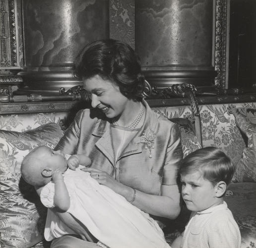 Queen Elizabeth II, Prince Andrew and baby Prince Edward