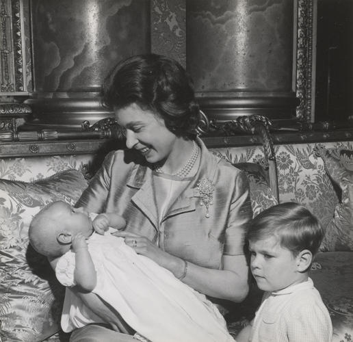 Queen Elizabeth II, Prince Andrew and baby Prince Edward Queen Elizabeth II, Prince Andrew and baby Prince Edward
