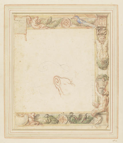 A decorative border for tapestries with the Barberini arms A decorative border for tapestries with the Barberini arms