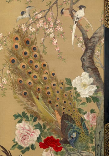 Embroidered folding screen