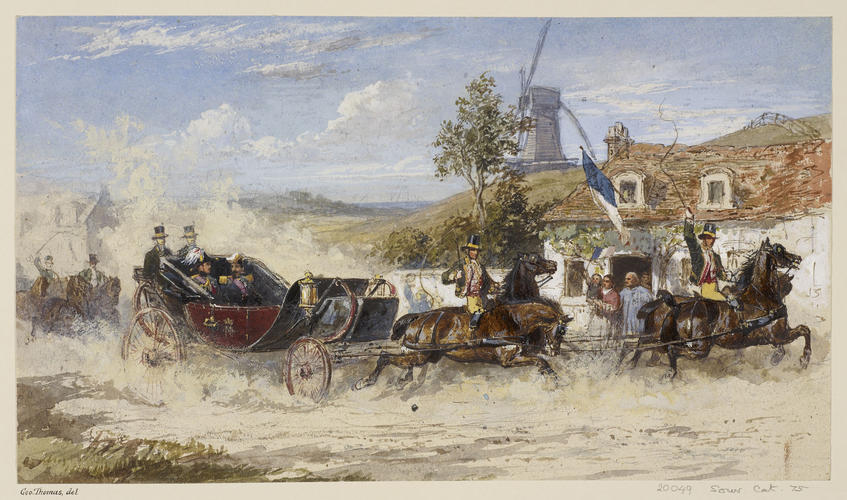 Napoleon III driving with Prince Albert from Boulogne to St Omer, 6 September 1854
