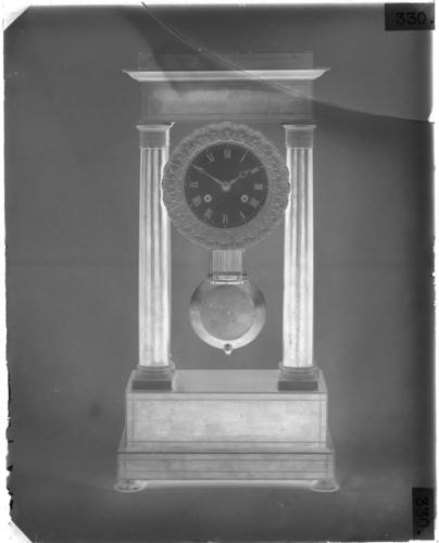 Glass plate negative of a clock Glass plate negative of a clock