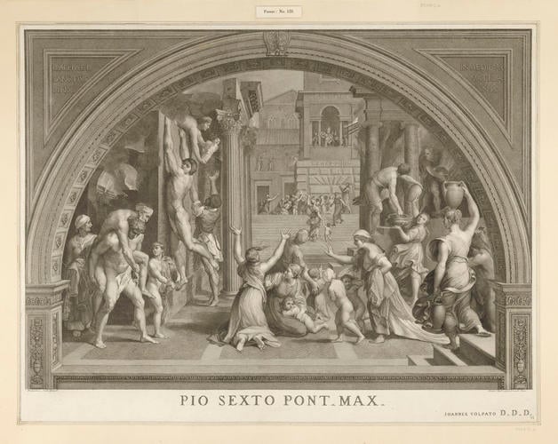 Master: The Fire in the Borgo, mounted with text in Latin
Item: The Fire in the Borgo