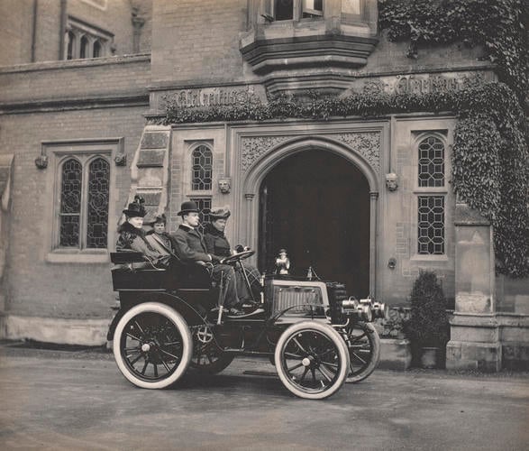 Photograph of Princess Mary, Duchess of York's first ride in a motor car, Monmouthshire, October 1900 Photograph of Princess Mary, Duchess of York's first ride in a motor car, Monmouthshire, October 1900