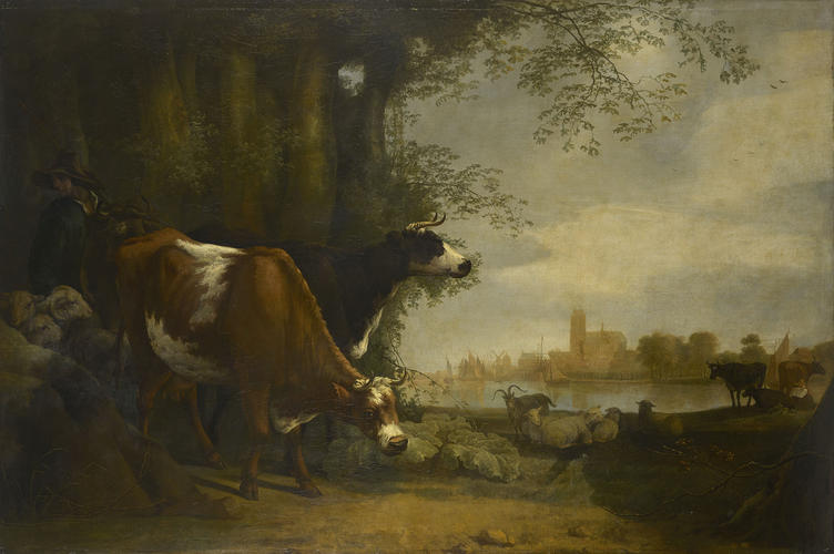 Milking Time in a Riverside Pasture, near Dordrecht