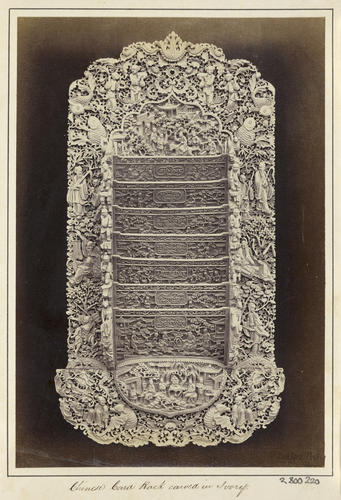 'Chinese Card Rack Carved in Ivory'