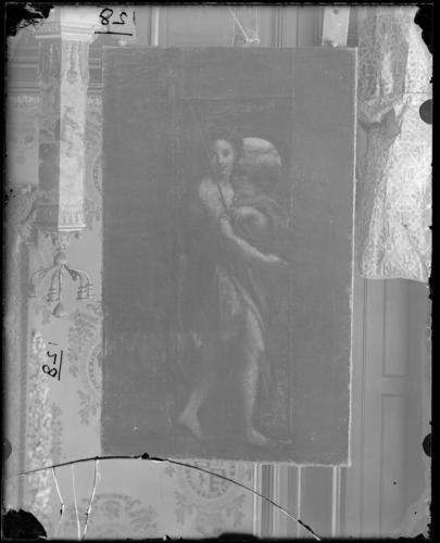 Glass plate negative of a painting of St John the Baptist Glass plate negative of a painting of St John the Baptist
