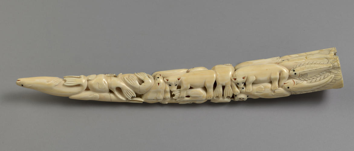 Carved walrus tusk