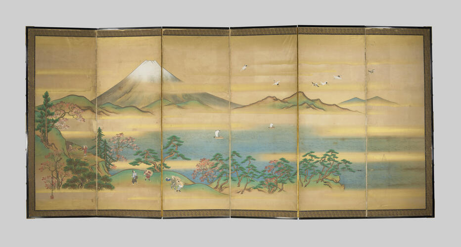 Six-panel folding screen painting