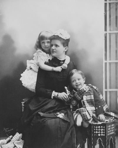 The Duchess of Albany with Princess Alice and Charles Edward, Duke of Albany