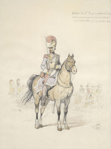Study of a cavalry soldier of the 1st Regiment of the Carabiniers Study of a cavalry soldier of the 1st Regiment of the Carabiniers