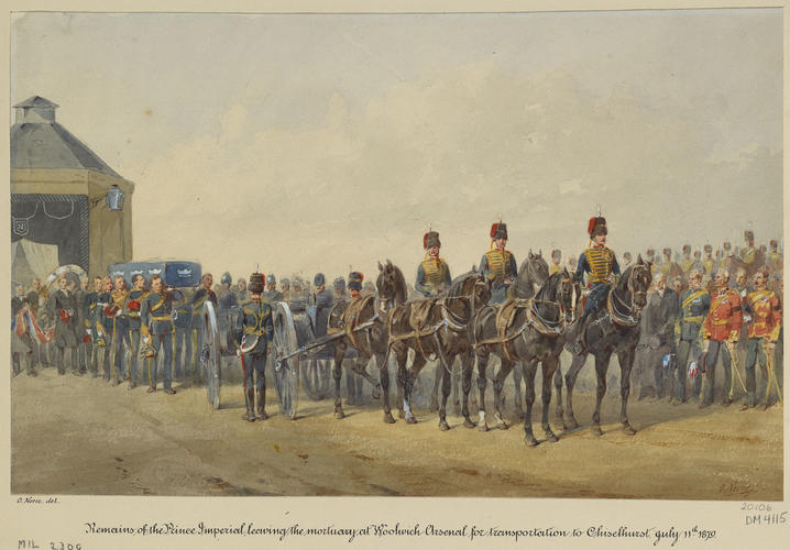 The remains of the Prince Imperial leaving the mortuary at Woolwich Arsenal, 11 July 1879