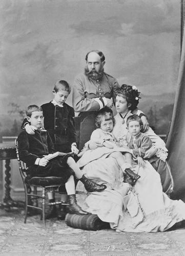 Archduke Karl Ludwig of Austria, Archduchess Maria Theresa and their children, c. 1873. [Album: Photographs. Royal Portraits, c. 1868-1877]