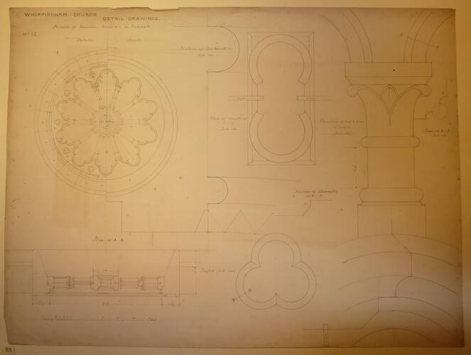 St Mildred's church, Whippingham: detail drawing no. 12 (rose windows) St Mildred's church, Whippingham: detail drawing no. 12 (rose windows)