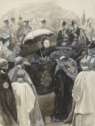 The Diamond Jubilee: the Archbishop doing homage to the Queen after the service held outside St Paul's Cathedral, 22 June 1897 The Diamond Jubilee: the Archbishop doing homage to the Queen after the service held outside St Paul's Cathedral, 22 June 1897