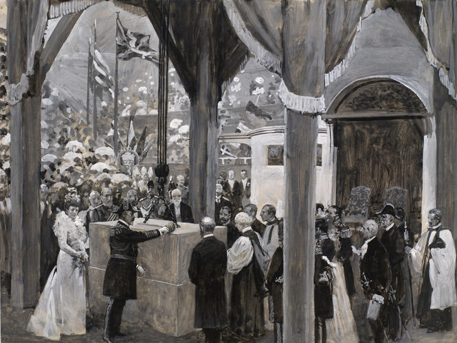 King Edward VII and Queen Alexandra laying the foundation stone of Liverpool Cathedral, 18 July 1904