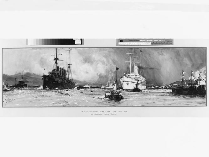 HMS Medina at Gibraltar, returning from India, 30th Jan 1912 HMS Medina at Gibraltar, returning from India, 30th Jan 1912