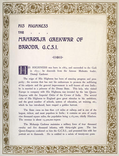 Sayajirao Gaekwad III, Maharaja of Baroda (1863-1939) Sayajirao Gaekwad III, Maharaja of Baroda (1863-1939)