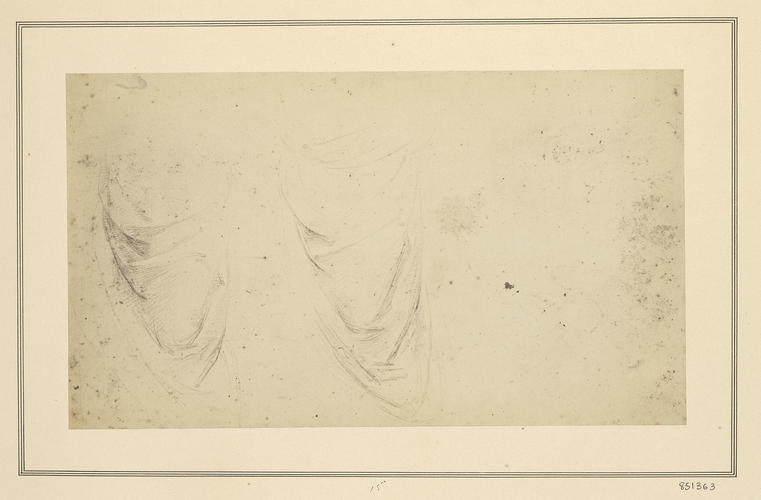 Drapery studies, and a sketch of a horse and rider Drapery studies, and a sketch of a horse and rider
