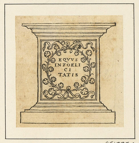 Master: Discours du Songe de Poliphile [Hypnerotomachia Poliphili]
Item: One face of a statue base, with inscription in Latin