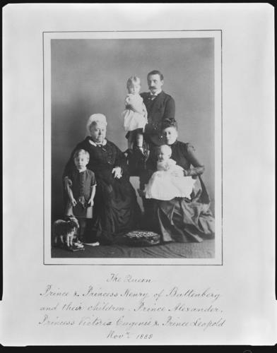 Queen Victoria with Prince and Princess Henry of Battenberg and their children, 1889 [in Portraits of Royal Children Vol. 38 1889-1890]