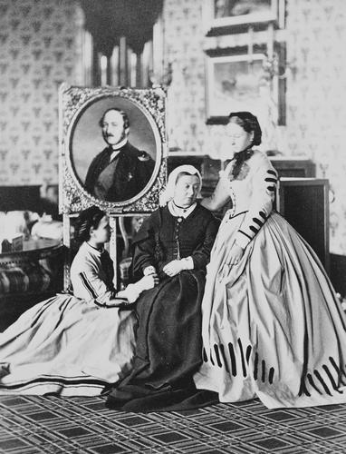 Queen Victoria, Princess Louis of Hesse, and Princess Louise, Balmoral 1863 [in Portraits of Royal Children Vol. 7 1863-1864]