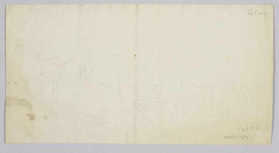 A design for a low rustic bridge over rockwork at Virginia Water