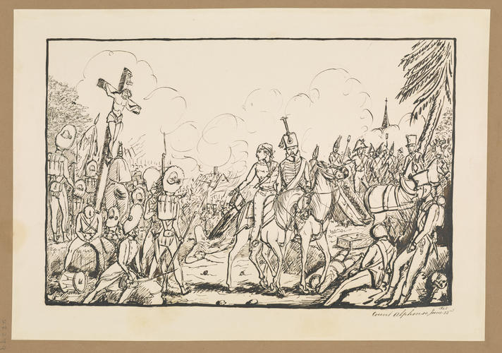 Military battle scene in Napoleonic uniform Military battle scene in Napoleonic uniform