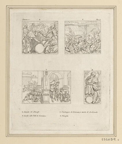 Master: A set of prints after the basamento decoration of the Stanza della Segnatura
Item: Four scenes from the Stanza della Segnatura