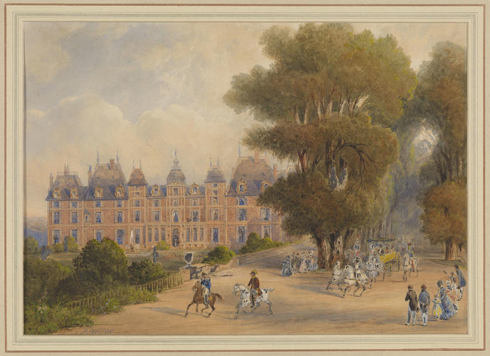 Royal visit to Louis Philippe: the royal Party driving up to the Chataeu d'Eu, September 1843
