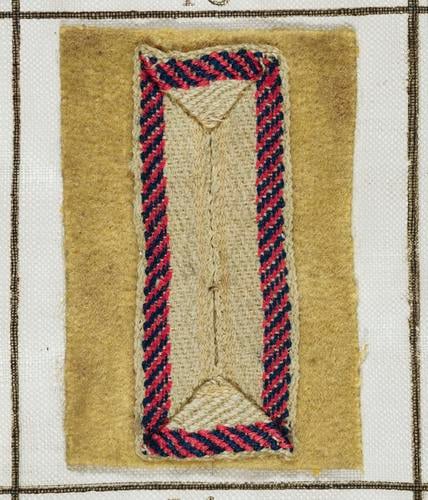 The Lace & method of looping the button holes of each regiment of infantry, as ordered by His Majesty, 19th December 1768. No. 1, From the 1st Regiment to the 70th