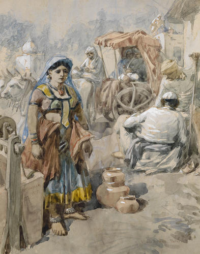Village woman by a well in Delhi