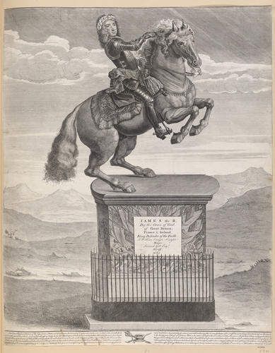 An equestrian statue of James II