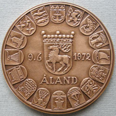 Aland. 	Medal commemorating the Fiftieth Anniversary of Independence