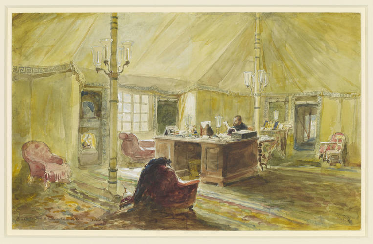 The Prince of Wales in his tent in the camp at Delhi
