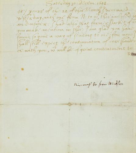 Autograph letters written during his captivity in the Isle of Wight 12th July to 30th Decr. 1648 / by King Charles I Autograph letters written during his captivity in the Isle of Wight 12th July to 30th Decr. 1648 / by King Charles I