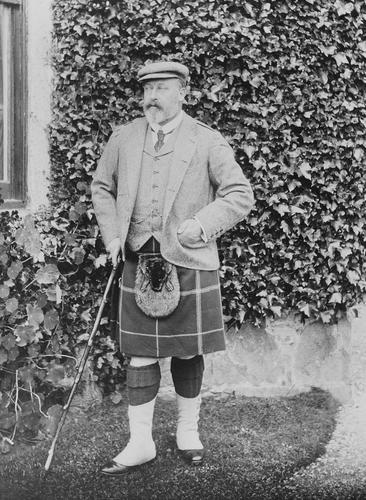 Portrait photograph of Albert Edward, Prince of Wales (1841-1910) wearing a kilt, c. 1895
