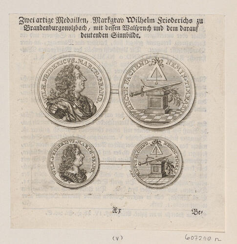 Master: [Engravings of medals of the Margraves of Brandenburg]
Item: [Medal of William Frederick, Margrave of Brandenburg-Ansbach]