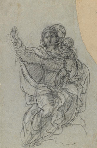 Madonna and Child seated on clouds Madonna and Child seated on clouds