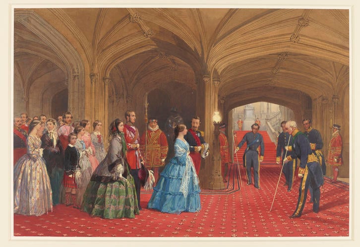 The reception of the Emperor and Empress of the French at Windsor Castle, 16 April 1855