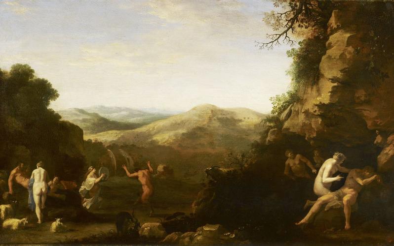 Nymphs and Satyrs in a Hilly Landscape