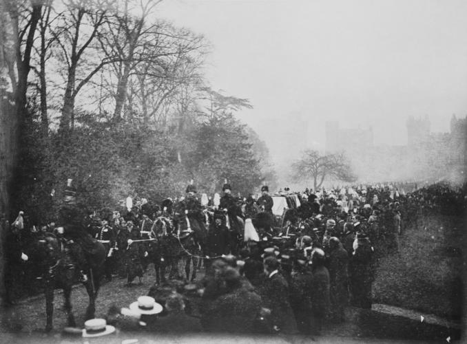 Queen Victoria's funeral procession at Windsor Castle on its way to the Mausoleum at Frogmore, 1901 Queen Victoria's funeral procession at Windsor Castle on its way to the Mausoleum at Frogmore, 1901