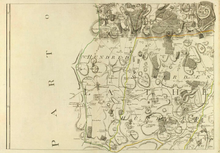 A TOPOGRAPHICAL MAP OF THE COUNTY OF KENT IN TWENTY FIVE SHEETS ON A SCALE OF TWO INCHES TO A MILE, FROM AN ACTUAL SURVEY. .