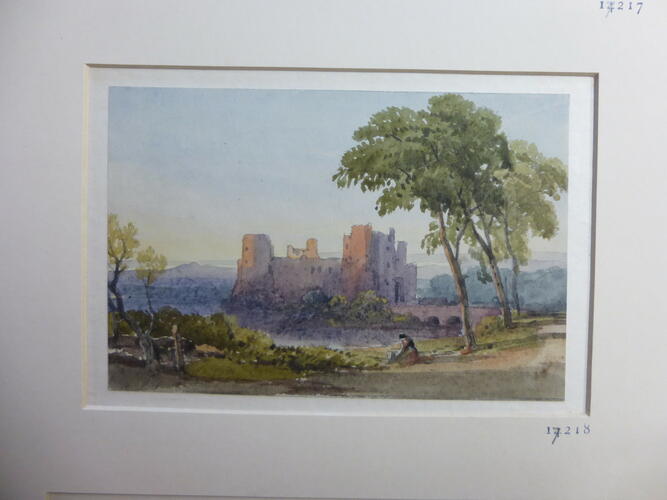 Landscape with a castle, with water and a bridge